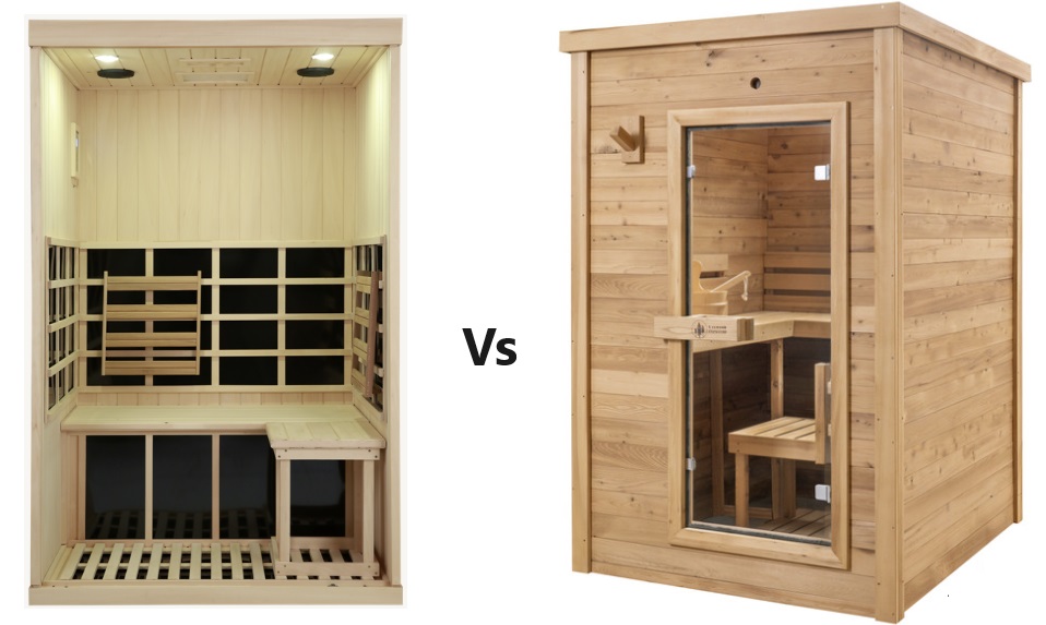 Infrared sauna next to a traditional sauna.